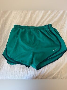 Nike Women's Teal Athletic Running Shorts with Contrast Trim